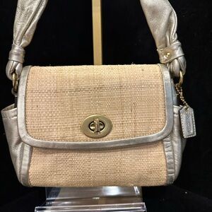 Coach Parker Straw/ Silver Shoulder Bag